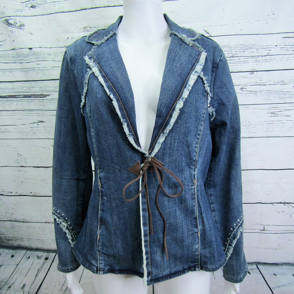 Reba Blue Denim Studded Jacket